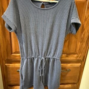 Striped Blue Short Sleeve Romper